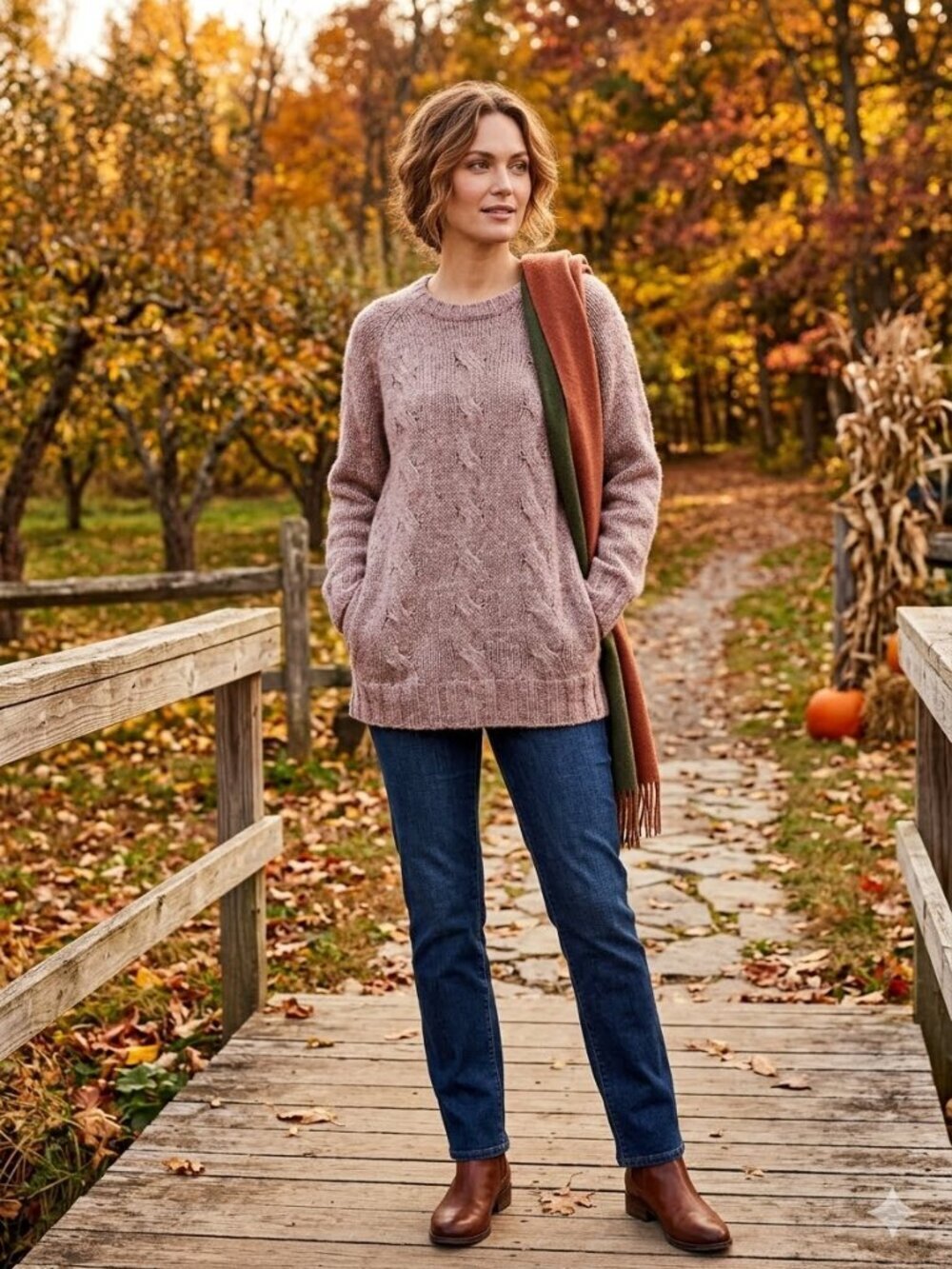 Pure Jill  Women XL Lilac Wool Blend Cable Knit Long Sleeve Crew Neck Sweater